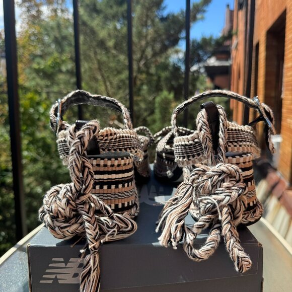 New Amambaih Beatriz Wrap Platform Sandals Black Tan Cream Free People 9/39 - Picture 6 of 12